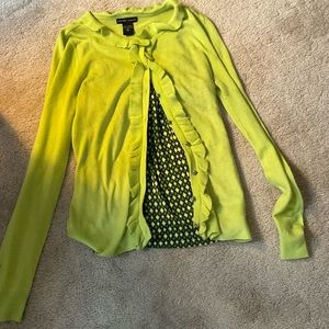 2 pc New York and company gemstone green cardigan and diamond patt. Shelf cami